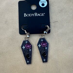 BodyRage Black and Purple Coffin Earrings